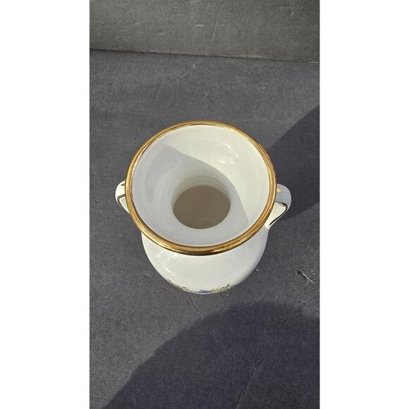 Vintage Manousakis Keramik Greek Twin Handle Vase Butterfly Floral Gold Trim - Picture 7 of 9